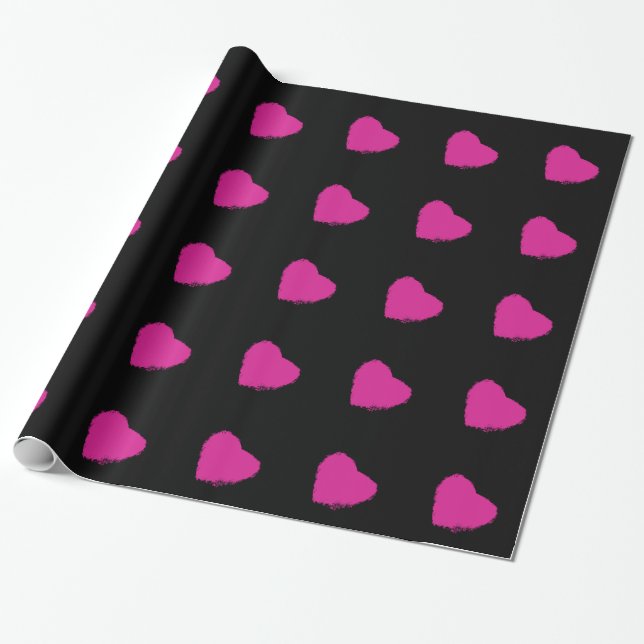 Pink Hearts Wrapping Paper (Unrolled)