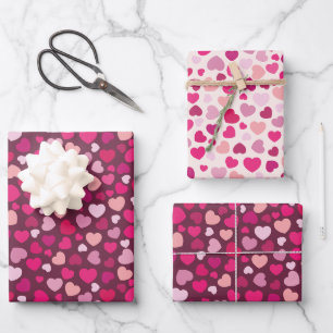 Pink Hearts Wrapping Paper Sheet