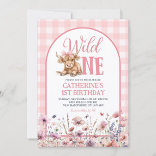 Pink Heifer Bull First Birthday Invitation