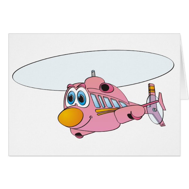 Pink Helicopter Cartoon (Front Horizontal)