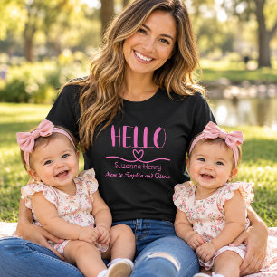 PINK Hello Girl Mom Heart Tale T-Shirt