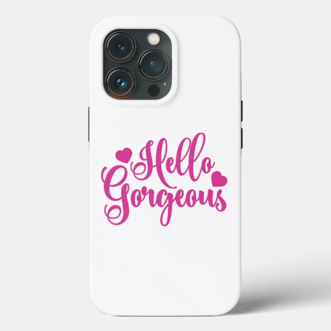 Pink Hello Gorgeous quote  Case-Mate iPhone Case (Back)