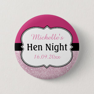 Pink Hen Night Personalized 2 Inch Round Button