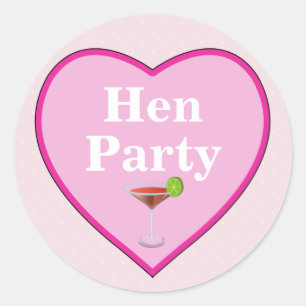 Pink Hen Party Classic Round Sticker