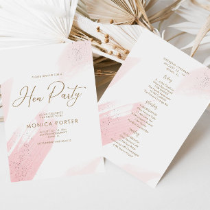 Pink Hen Party Itinerary, Bachelorette Weekend Invitation