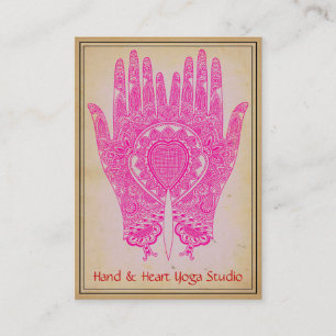 Pink Henna Hands Yoga Studio Business Card