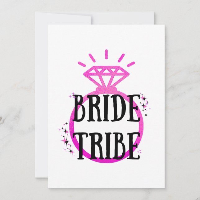 Pink Hen's Party Bachelorette Ring Bride Tribe Invitation (Front)