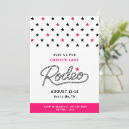 Pink Her Last Rodeo Bachelorette Party Invitation