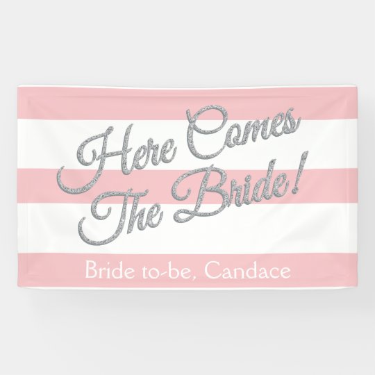 Pink, Here Comes The Bride, Bridal Shower Banner