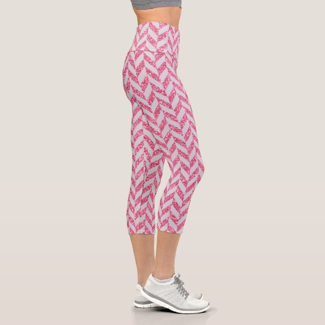Pink Herringbone  Capri Leggings (Right)
