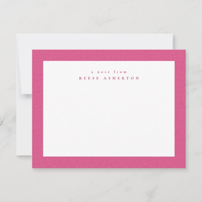 Pink herringbone tweed frame simple personal card (Front)