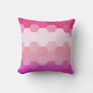 Pink Hexagon Chevron Pattern Throw Pillow