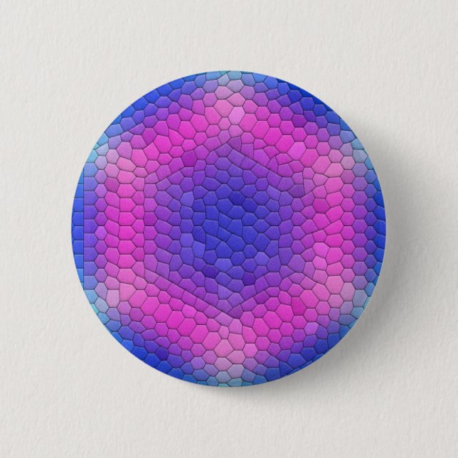 Pink Hexagon Mosaic on Blue Gradient 2 Inch Round Button (Front)