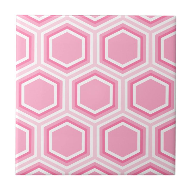 Pink Hexagon Pattern Tile (Front)