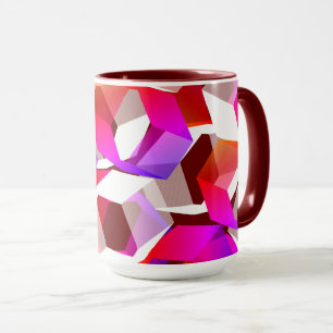Pink hexagons and more colours, dark red backgroun mug