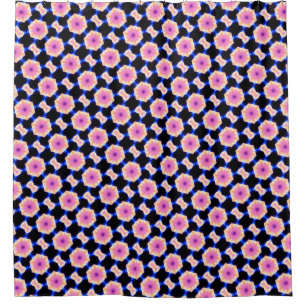 pink hexagons on black pattern
