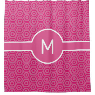 Pink Hexagons with Central Monogram Geometric