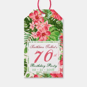 Pink Hibiscus 70th Birthday Party Gift Tag