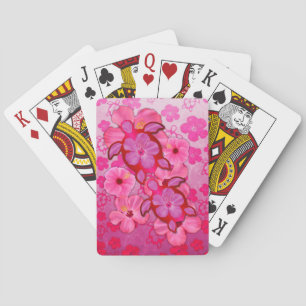 Pink Hibiscus And Honu Turtles Playing Cards