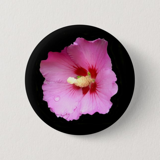 Pink Hibiscus Badge 2 Inch Round Button (Front)