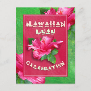 Pink Hibiscus Birthday Luau Invitations