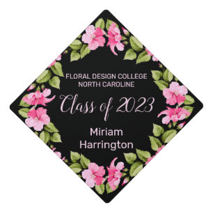 Pink hibiscus   Custom name and Class Year Graduation Cap Topper
