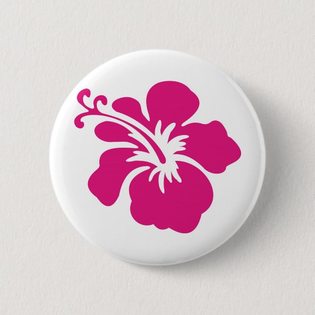 Pink Hibiscus Design 2 Inch Round Button (Front)