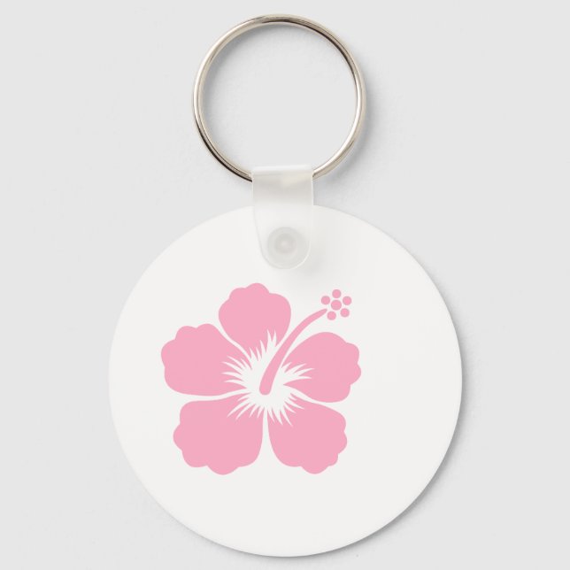 Pink hibiscus F Keychain (Front)