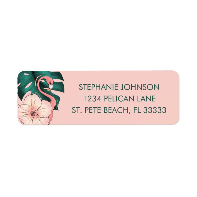 Pink Hibiscus Flamingo Return Address (Front)