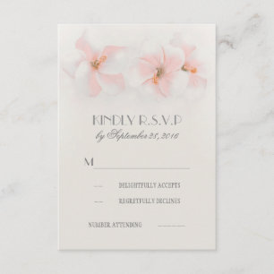Pink hibiscus floral beach wedding RSVP cards