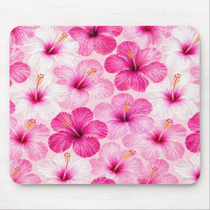 Pink Hibiscus Floral Mouse Pad