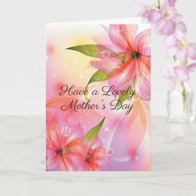 Pink Hibiscus Floral Mum Lovely Mother's Day Card (Orchid)