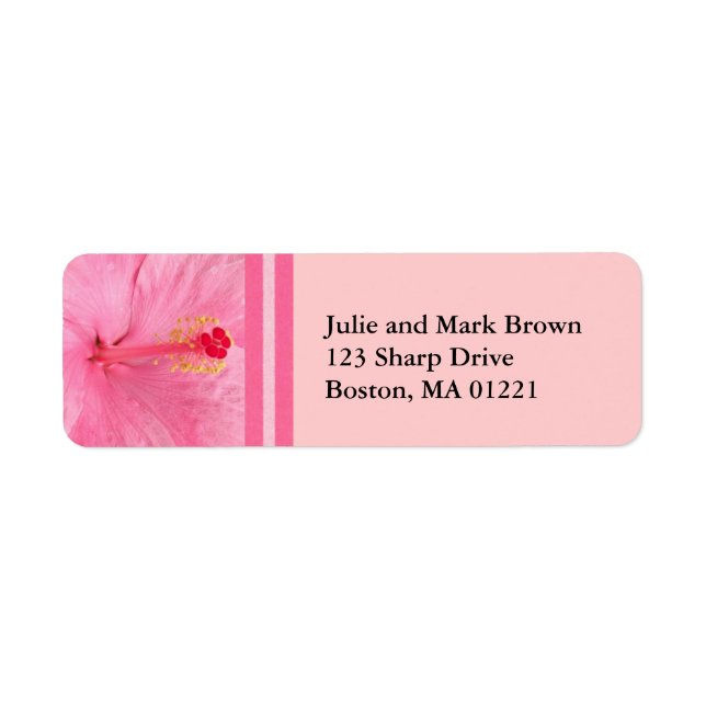Pink Hibiscus Floral Return Address Label (Front)