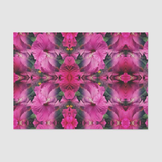 Pink Hibiscus Flower Abstract Art Tissue Paper (Front)