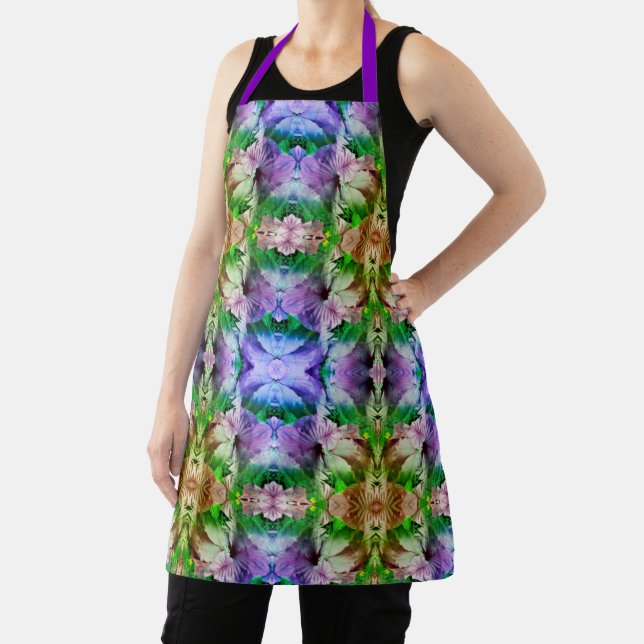 Pink Hibiscus Flower Abstract Distressed      Apron (Insitu)