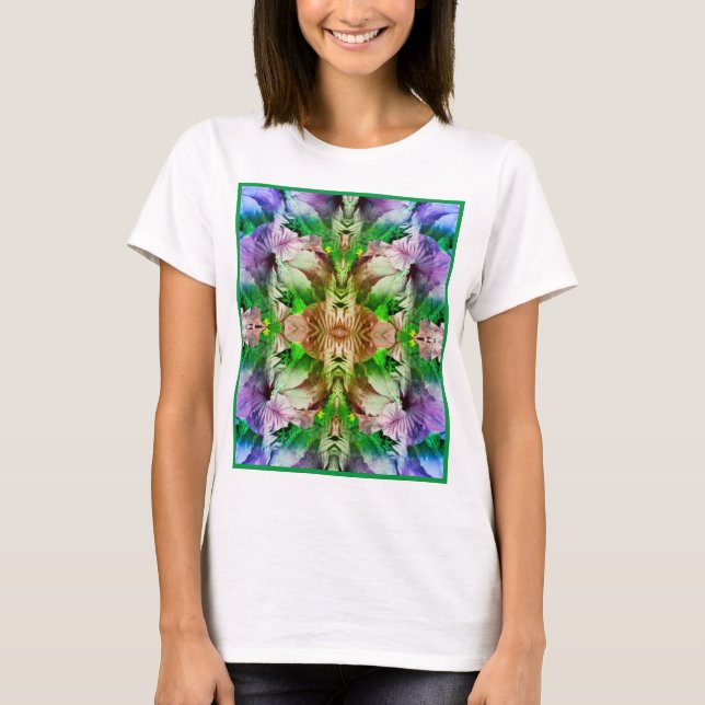 Pink Hibiscus Flower Abstract Distressed  T-Shirt (Front)