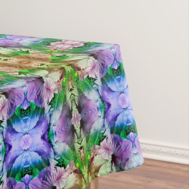 Pink Hibiscus Flower Abstract Distressed Tablecloth (In Situ)