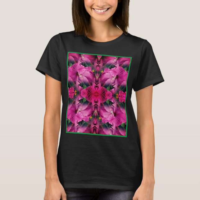 Pink Hibiscus Flower Abstract          T-Shirt (Front)