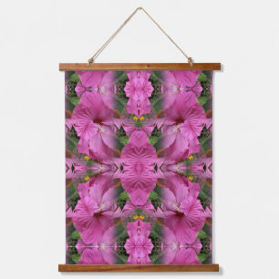 Pink Hibiscus Flower Art Abstract Hanging Tapestry