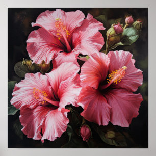 Pink Hibiscus Flower Art Imprimer Poster