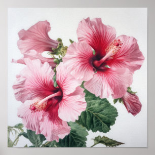 Pink Hibiscus Flower Art Print Poster