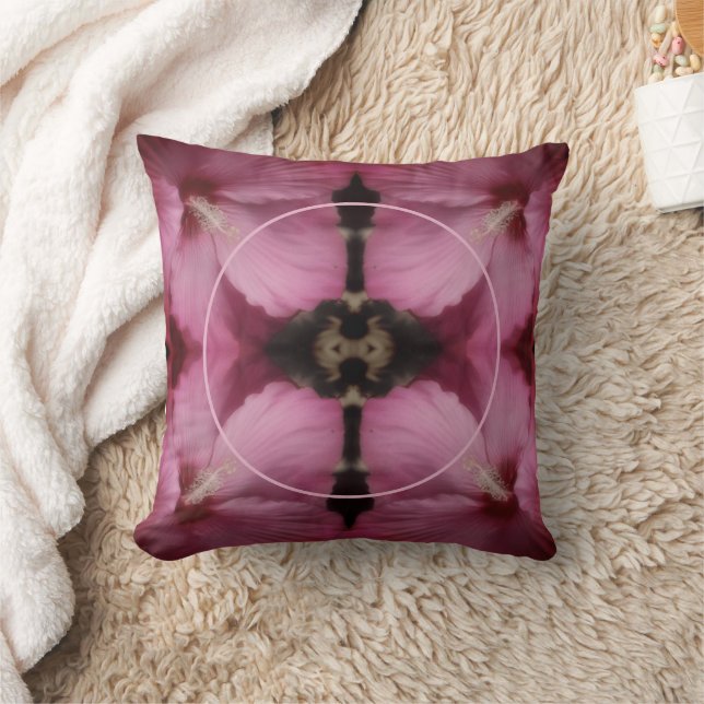 Pink Hibiscus Flower Create Your Own Photo Throw Pillow (Blanket)
