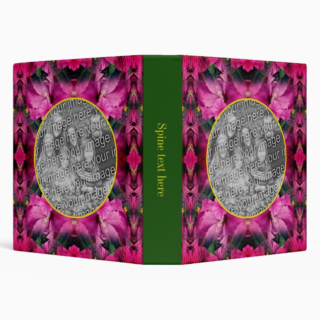 Pink Hibiscus Flower Frame Create Your Own Photo Binder (Background)