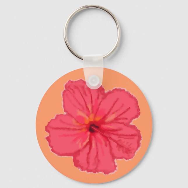 Pink Hibiscus Flower key chain (Front)