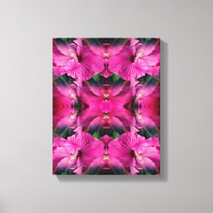 Pink Hibiscus Flower Multiplied Abstract Canvas Print