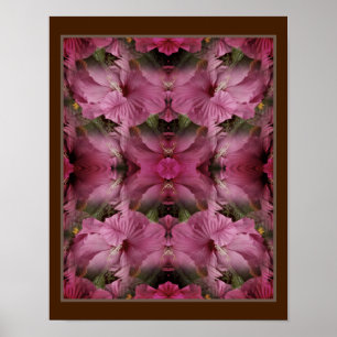 Pink Hibiscus Flower Multiplied Vintage Abstract Poster