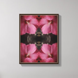 Pink Hibiscus Flower Partial Colour Abstract Canvas Print