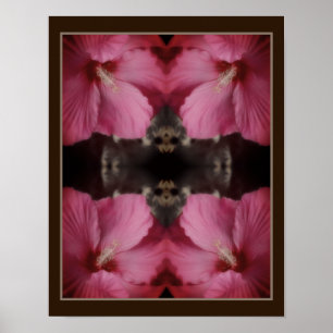 Pink Hibiscus Flower Partial Colour Abstract Poster