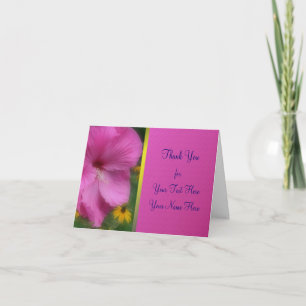 Pink Hibiscus Flower Personalized Thank You Card