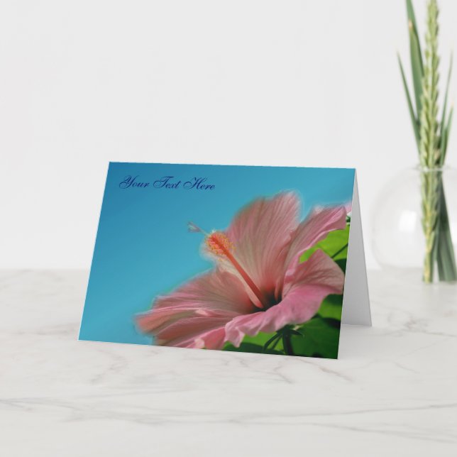Pink Hibiscus Flower Photo Card (Front)